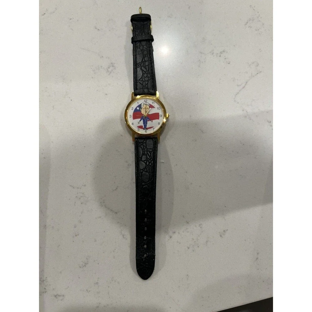 Bill Clinton Political Character Wrist Watch Novelty Leather Band Untested